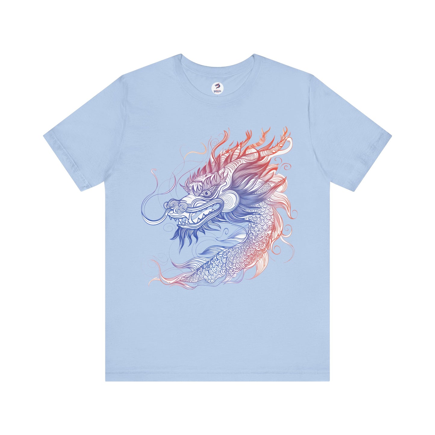 Majestic line art dragon tee baby blue