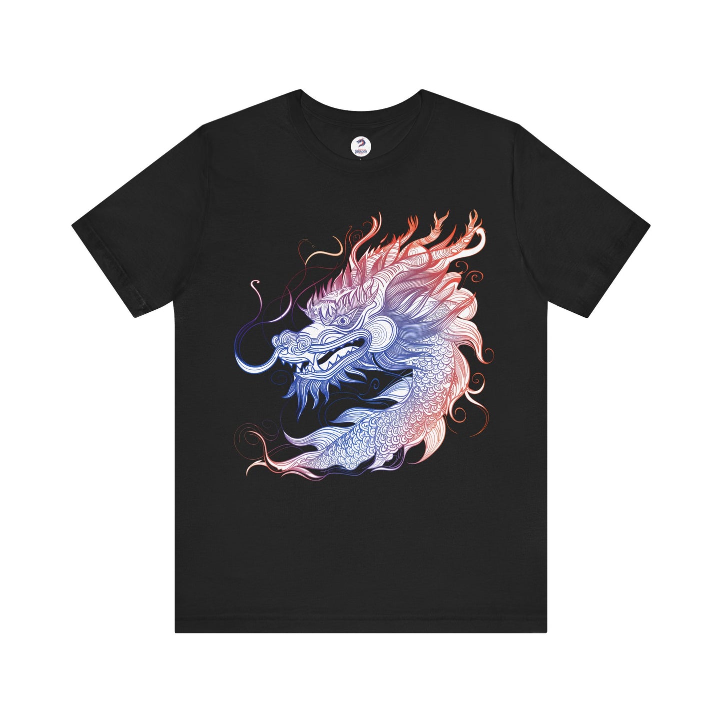 Majestic line art dragon tee black