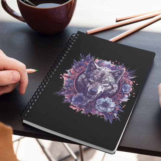 Dark Wolf Goth Spiral Notebook