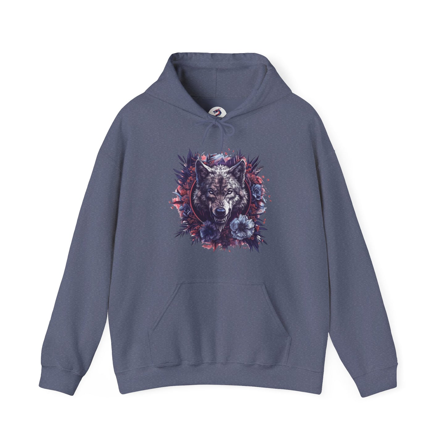 Gothic Dark Wolf hoodie heather navy